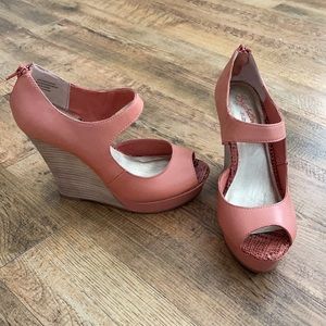 Worn once Seychelles Peach platform wedges
